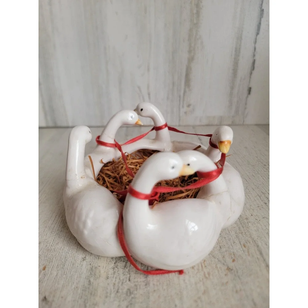 Ron‎ Gordon geese trinket vintage candy dish goose unique home decor